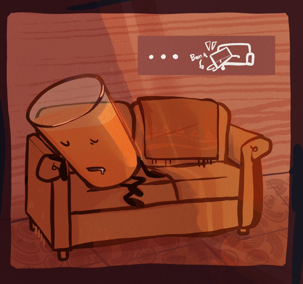 Classic Dilemna. Wake him up and he'll refuse to go back to bed. Don't wake him up and he'll fall on the floor and spill. what do you do