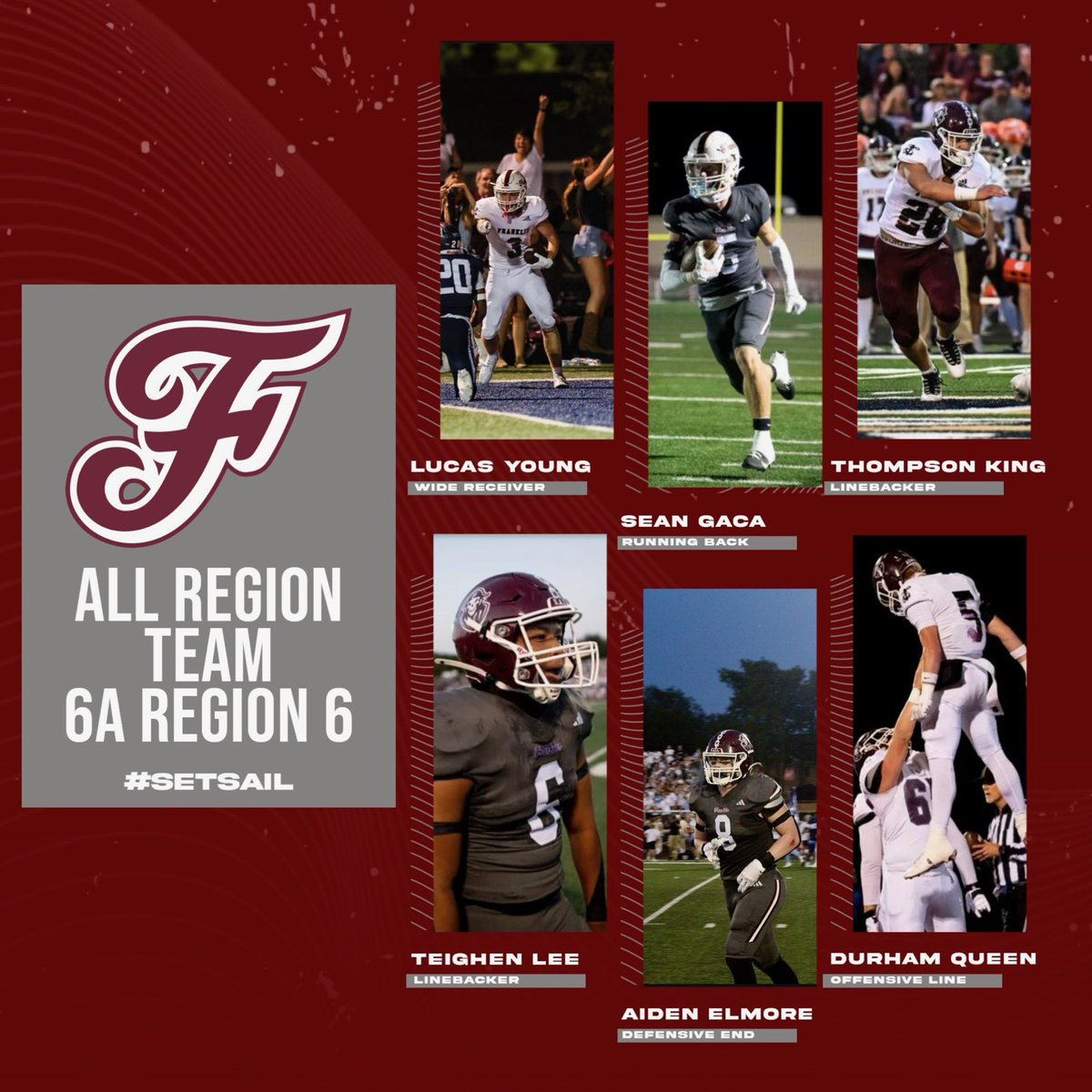 Congratulations to these 6 players for making the 6A Region 6 All Region Team! #SETSAIL