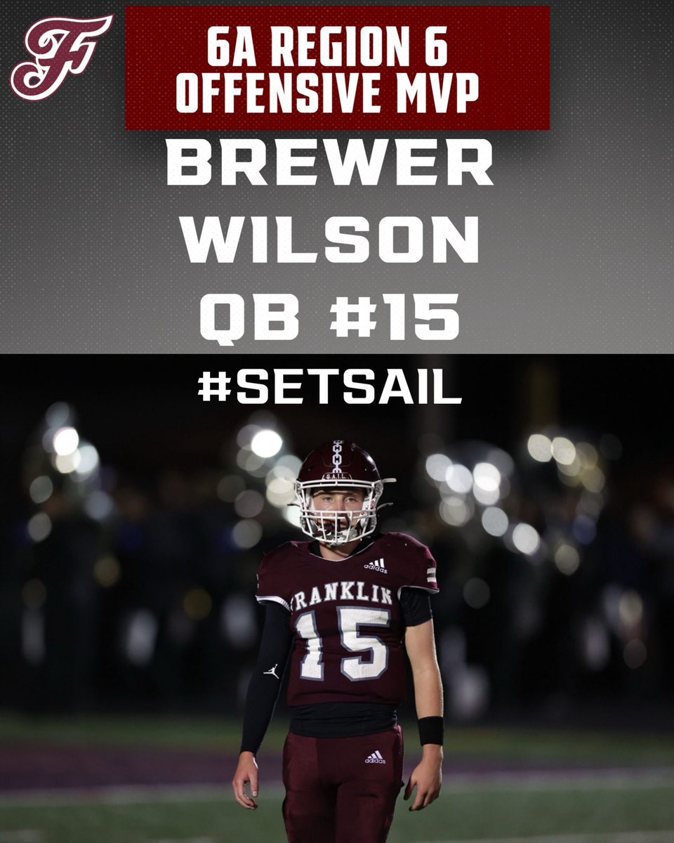 Congratulations to ⁦<a href="/BrewerWilson7/">Brewer Wilson</a>⁩ for winning offensive MVP for our region! #SETSAIL
