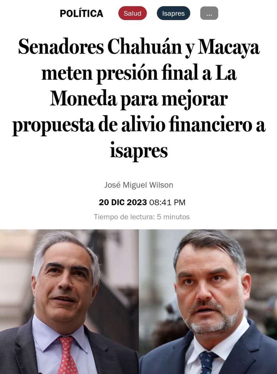 🔴 La derecha piensa que la gente no tiene memoria. 

🔴 Las ISAPRES tienen mucho que agradecer a Macaya (UDI) y Chahuán (RN).