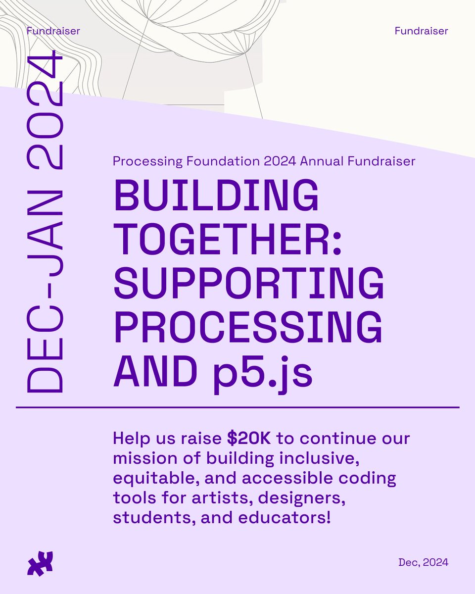 ProcessingOrg's tweet image. Help us raise $20K to build inclusive, equitable, and accessible creative coding tools! Donations support our #opensource projects and dedicated contributors. Processing 4.3.1, p5.js 2.0, and p5.js Editor 2.15 releases are upcoming! Donate today 💜 donorbox.org/building-toget…