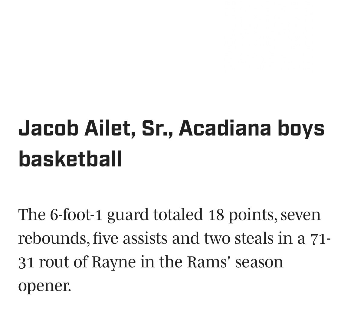 Thankful to be recognized as a top 15 player to watch in the Lafayette area by The Daily Advertiser and also nominated for player of the week last week! <a href="/ShannonBelt3/">Shannon Belt</a> <a href="/MikeCoppage1/">Mike Coppage</a>