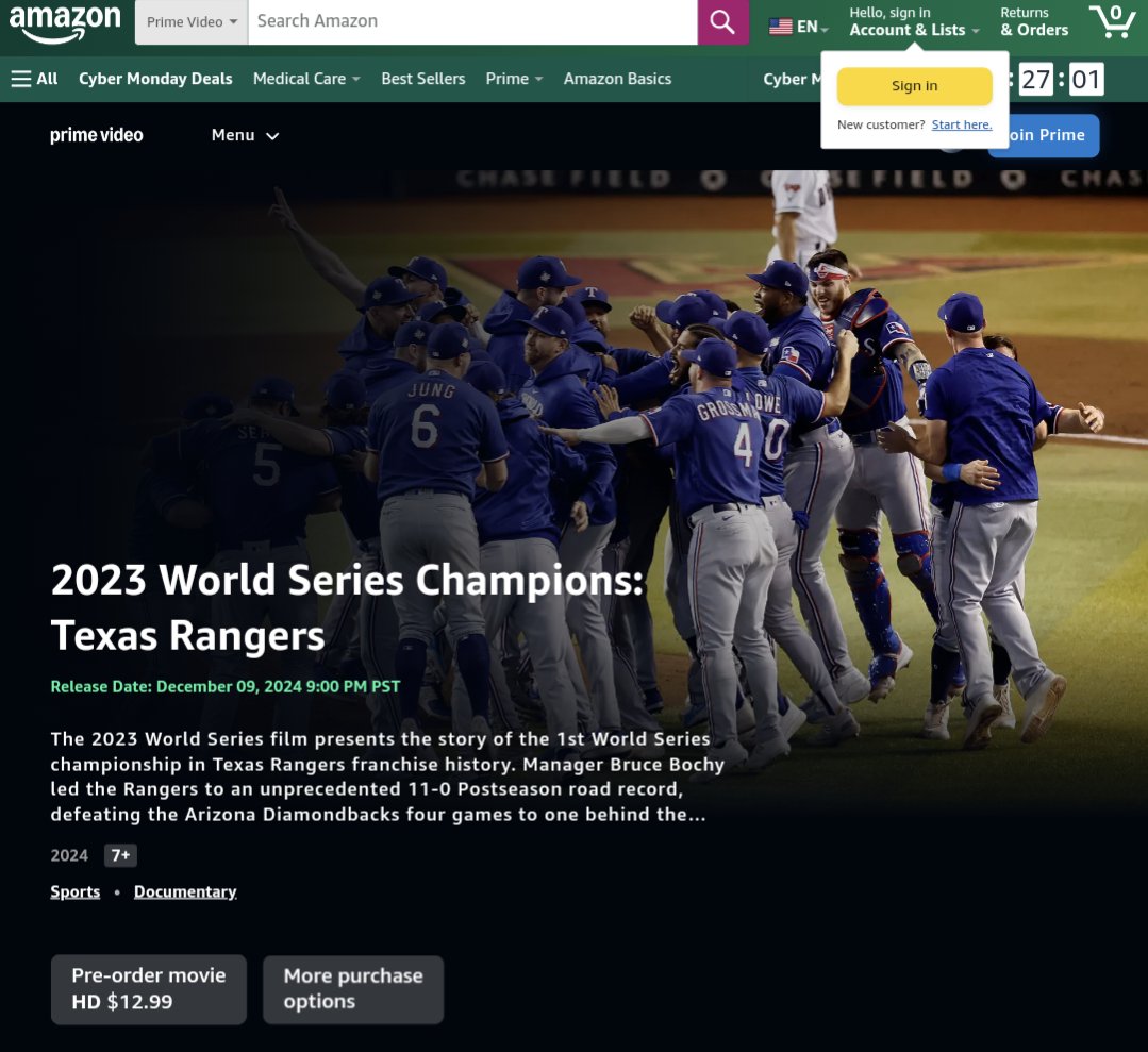 ProspectTimes's tweet photo. It's happening! A Texas Rangers World Series documentary. It'll be released on Amazon on December 9th. https://t.co/j6zoL5Xewh