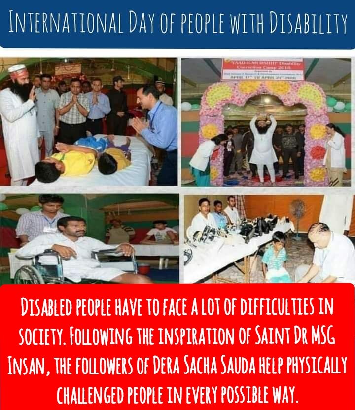 __iMVishal's tweet photo. Disabled people have to face a lot of difficulties in society. Following the inspiration of Saint Dr MSG Insan, the followers of Dera Sacha Sauda help physically challenged people in every possible way. #InternationalDayOfPersonswithDisabilities
#IDPD2024 https://t.co/Clu4ZdvaQb