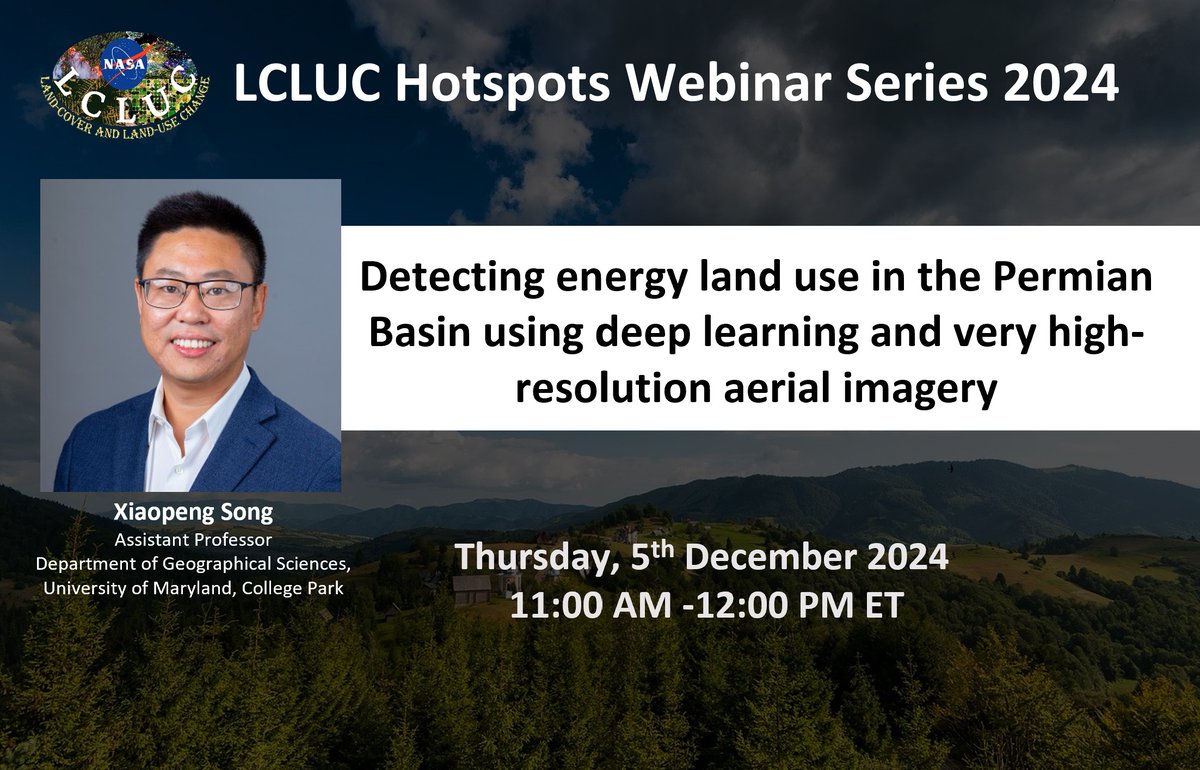Discover how deep learning and high-resolution aerial imagery are transforming energy land use detection in the Permian Basin! Join Dr. Xiao-Peng Song [Univ. of Maryland] for this exciting webinar. Register now! 👇lp.constantcontactpages.com/ev/reg/35p2983…