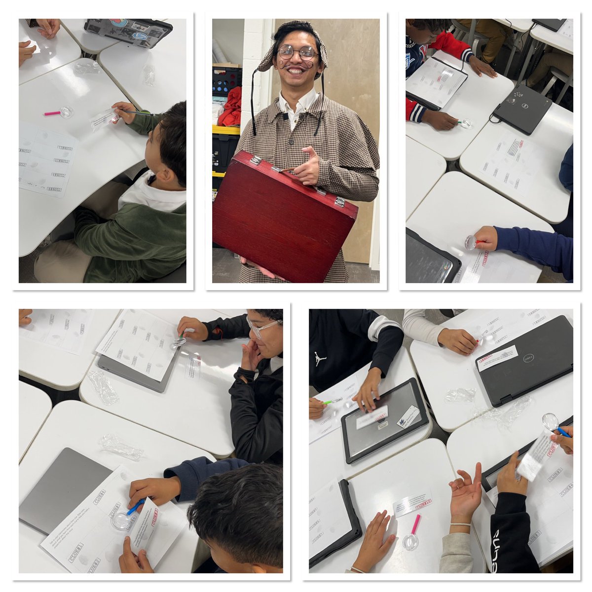 Mysteries and Investigations are happening in 6th grade @ BJH. We were lucky enough to have “Detective Watson” visit to discuss using clues to help make predictions. Ms. Hayes &amp; Mr. Danque would do anything to engage in our students in learning! #wemakeithappen #itstartswithus