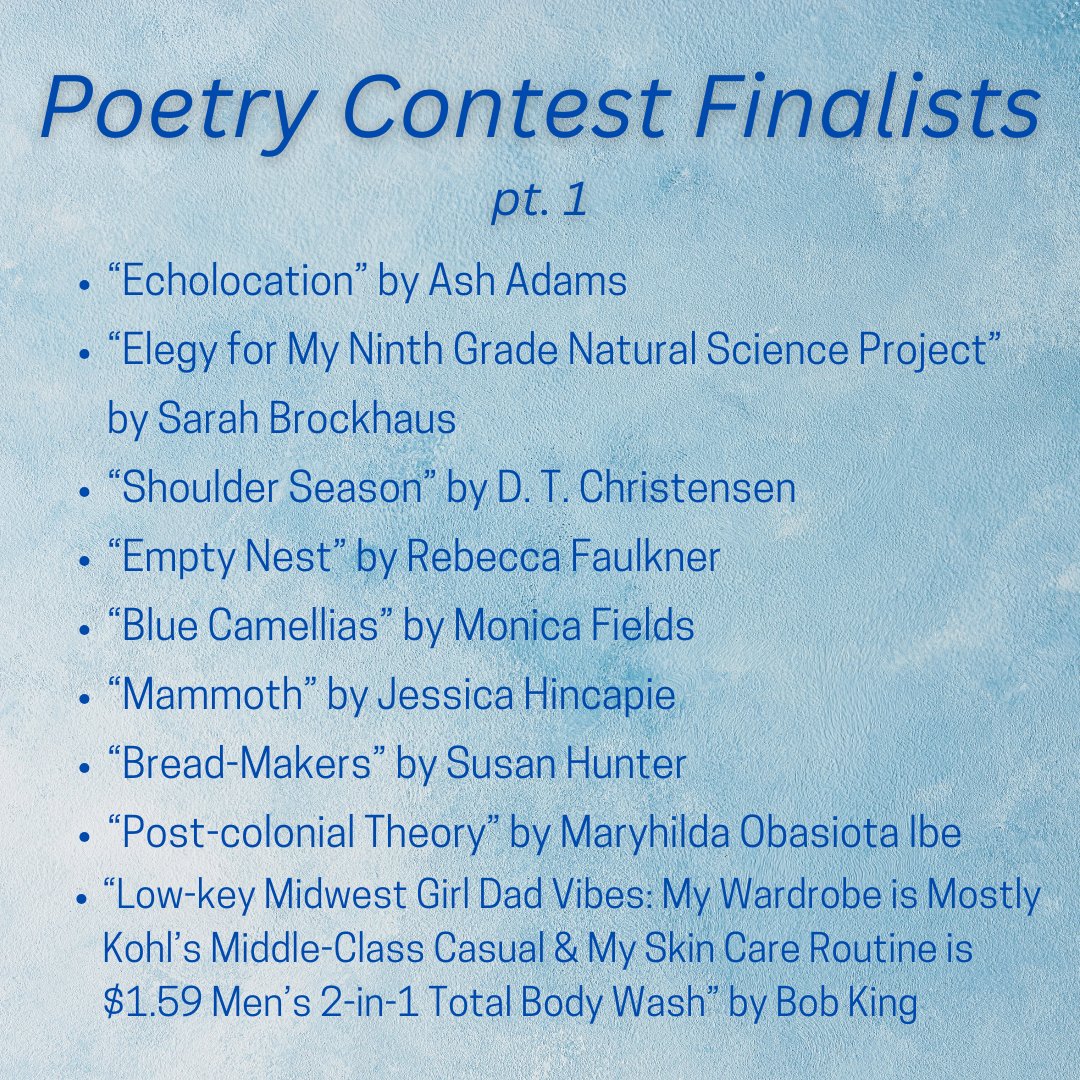 ALitReview's tweet image. Congratulations to all of our 2024 ALR contest finalists and thank you to all who submitted! There were so many great works to read through. Here is our full list of finalists in all categories. Submissions will open back up June 2025.