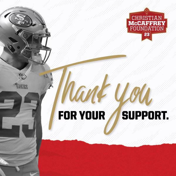 CMFoundation23's tweet image. Since last night’s game against the @BuffaloBills, we have received several donations—almost all of them from the #BillsMafia. You guys are the real deal and we are so thankful for your support! 🙏
#23andtroops #FootballIsFamily
Learn More: christianmccaffreyfoundation.org