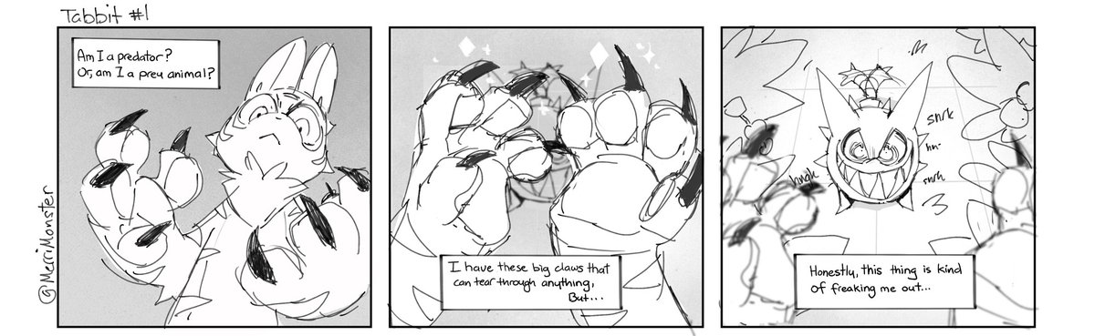 MerriMonster's tweet image. Im starting to make little Tabbit Comics. Here is the first one but you can find the second comic out already on my other social media. All my handles are @/merrimonster. These are pretty loose and meant to be fun while I explore the character.
