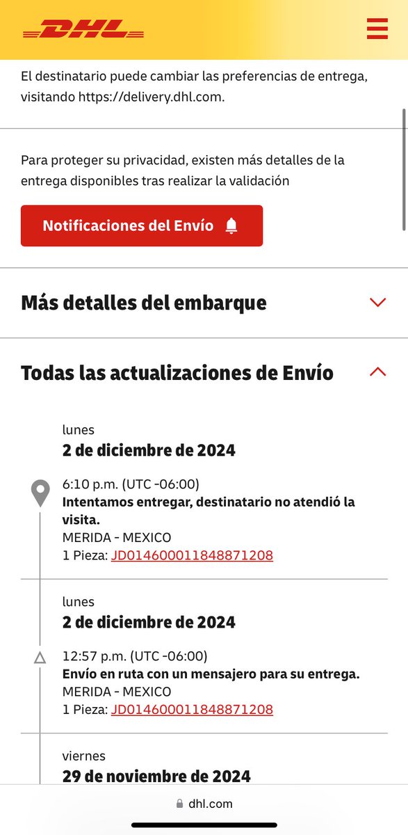 ChrisLo21's tweet photo. Vete al carajo @DHLMex … tienes tan malos empleados que se atreven a mentir que hicieron una visita, cuando no salí de casa con tal de esperar mi caja. https://t.co/IyvUXXKZBj