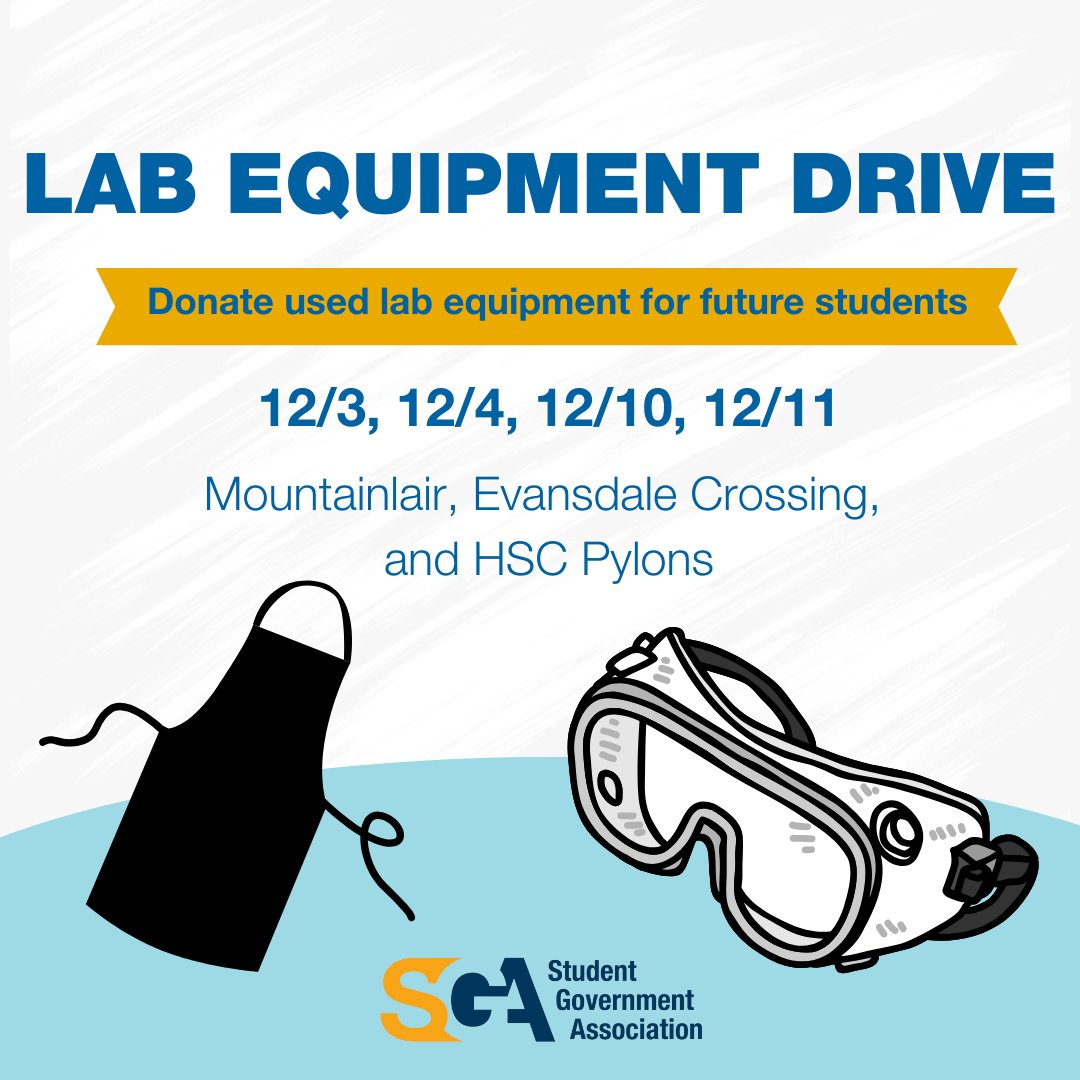 sgawvu's tweet photo. Looking to get rid of your old lab equipment? Find us at the Mountainlair, Evansdale Crossing, and HSC Pylons to donate your old supplies that will be given to future students in need next semester! https://t.co/WP9pkEgFx4
