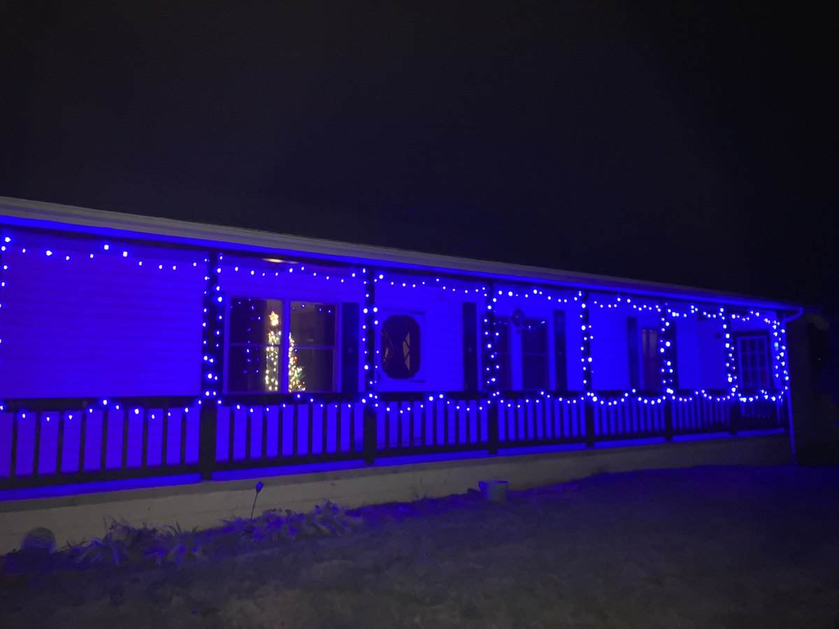 ellenlain's tweet image. Wife got COVID and has zero energy, so instead of our usual supporting a local tree farm, I put up this Food Lion brand Christmas tree and threw on lights. Mood: Cool chaos 

The outside lights, I did draw out on paper and fuss over wearing shorts &amp;amp; sleeveless tee. 2 weeks ago…