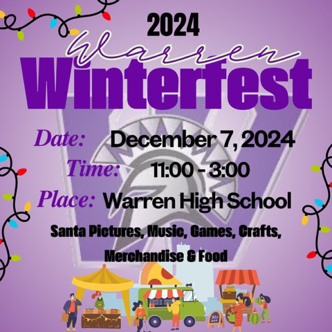 Join the Warren Athletic Booster Club and Warren Athletics on Dec. 7 for the exciting Winterfest!  We’ll have pics with Santa &amp; Santa’s Elves, Music, Games ran by our very own Warriors, prizes, and delicious food! Craft sale and other great items make the perfect presents!
