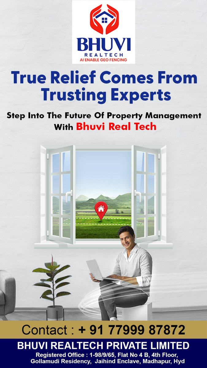 BhuviRealtech's tweet image. True Relief Comes From Trusting Experts

Step Into The Future Of Property Management With Bhuvi Real Tech

Contact:  77999 87872

#propertymanagment  #hyderabadrealestate #LandMonitoring  #SafeProperty #LandProtection #ProfessionalService #landcare #sirasanagandlasreenivasulu
