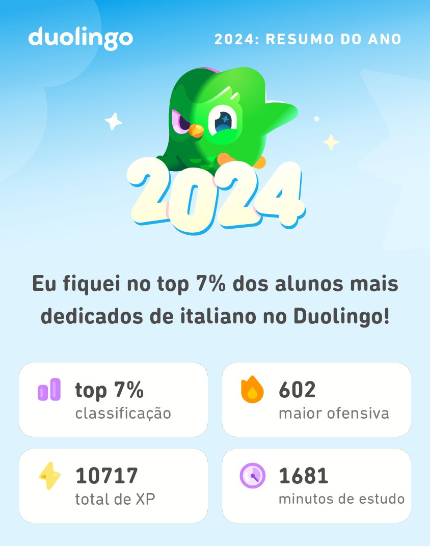 herculanomjunio's tweet photo. Veja quanto eu aprendi no Duolingo em 2024! #Duolingo365 https://t.co/i4HkkMPlho