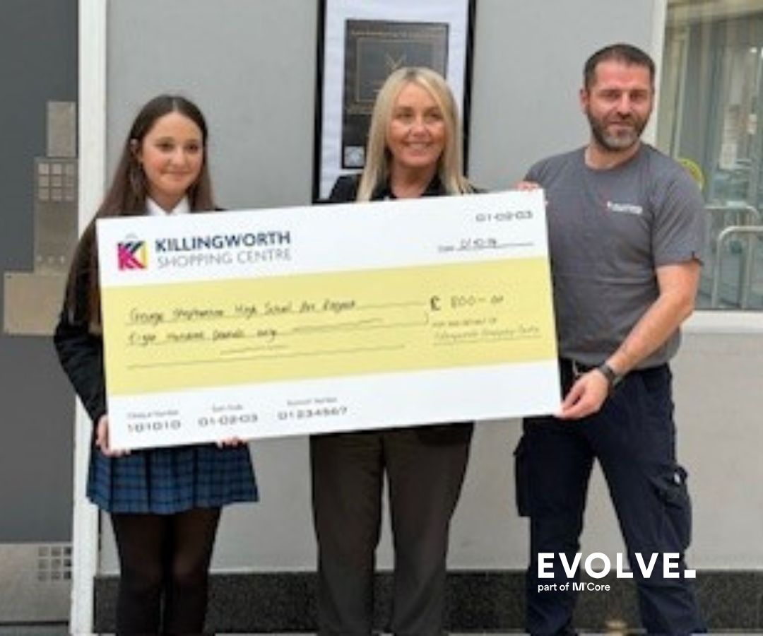 The Killingworth Centre reveals a mural in partnership with George Stephenson High School raising £800 for the project from an on-site tombola.

The lucky winner's design centres around the school’s ethos - community, ambition and respect.

Mural installers - Promote Your School