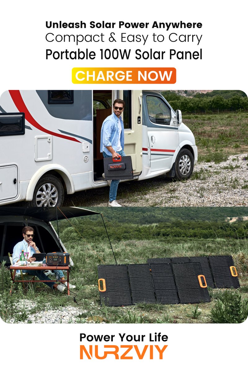 nurzviy's tweet image. Unleash solar power anywhere with Nurzviy's Portable 100W Solar Panel! 🌞 Lightweight, compact, and perfect for your RV adventures or outdoor escapes. 
⚡ Charge Now and power your life sustainably！nurzviy.com/products/solar…
#PortableSolarPanel #SolarCharging #OffGridPower #nurzviy