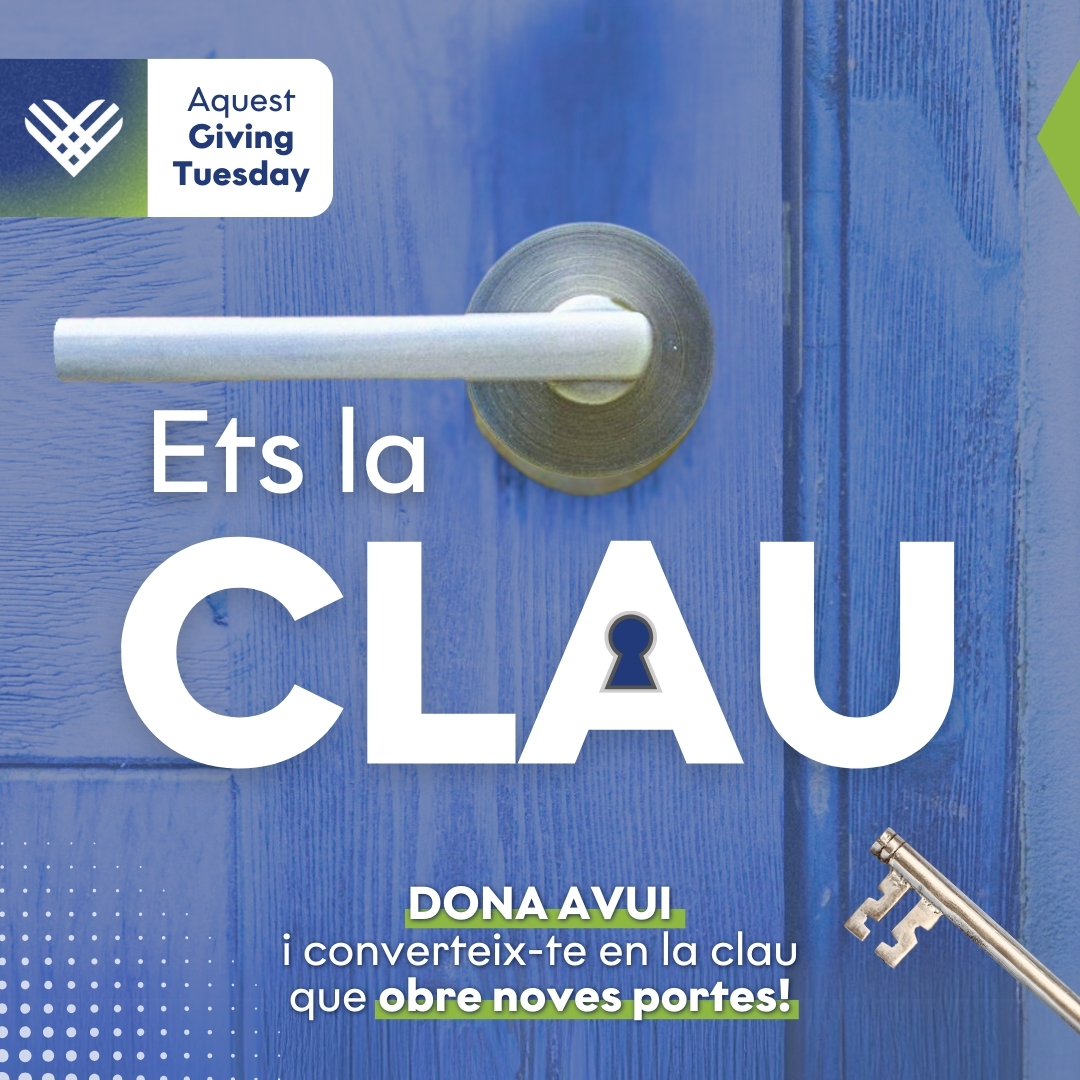 Aquest #GivingTuesday... ETS LA CLAU! 🗝️

Amb el teu suport, podrem equipar el nou pis de @caminsfundació per oferir 3 noves places d’acollida per a joves en situació de sense llar.

Dona avui i converteix-te en la clau que obre noves portes! 🚪🙌 caminsfundacio.org/ets-la-clau/