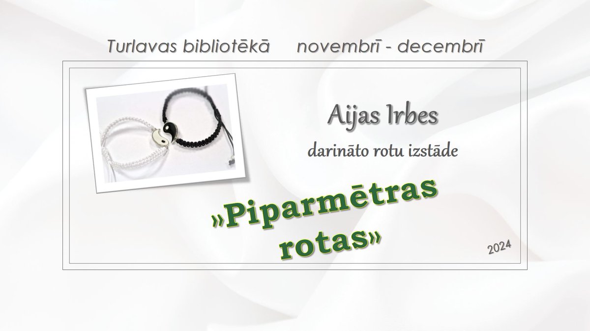 Aijas Irbes darināto rotu izstāde "Piparmētras rotas"  līdz 20. decembrim. #TurlavasPagasts #KuldīgasNovads