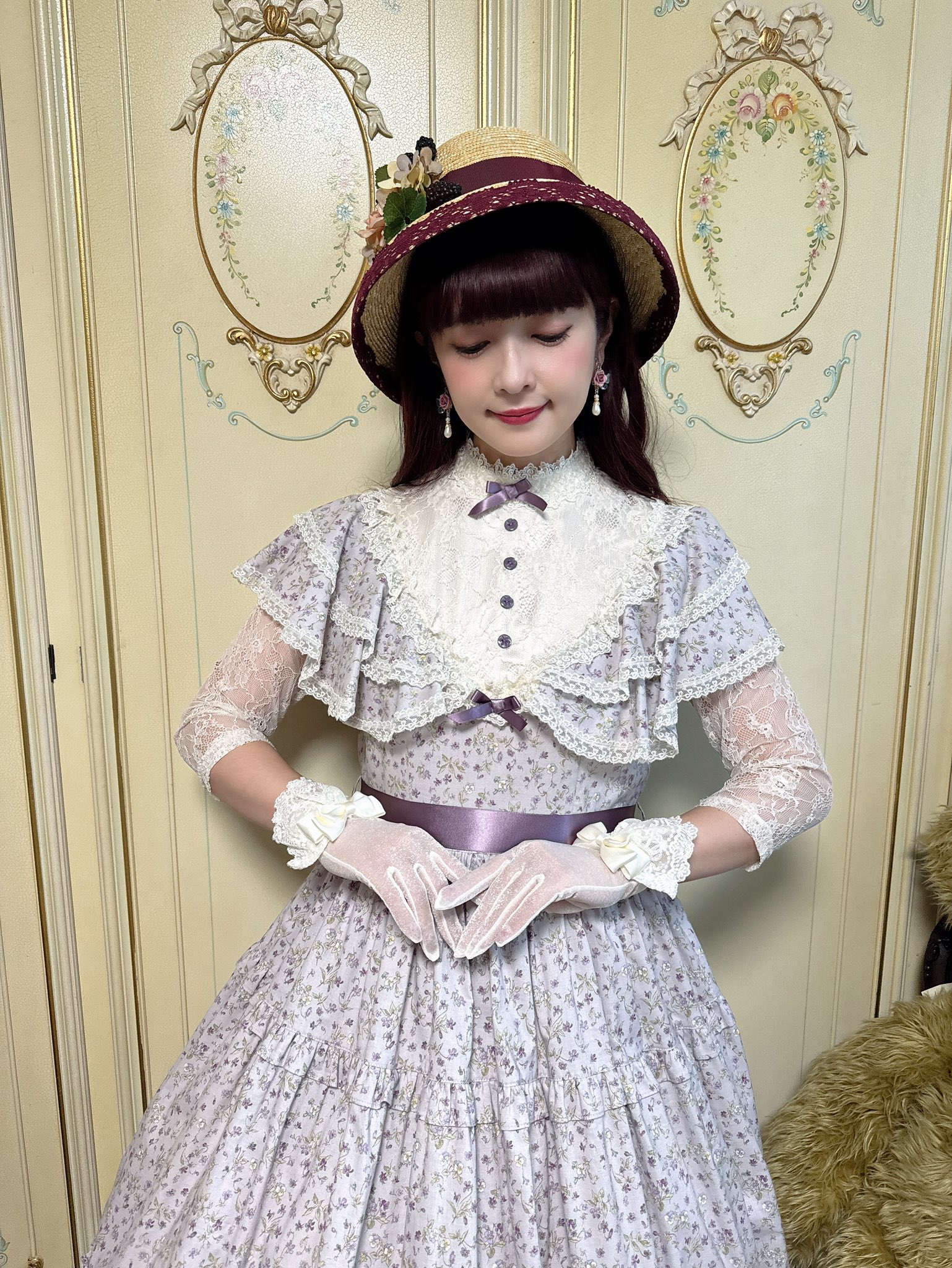 イノセントワールド すみれの宝石箱ショール風ワンピース M Innocent