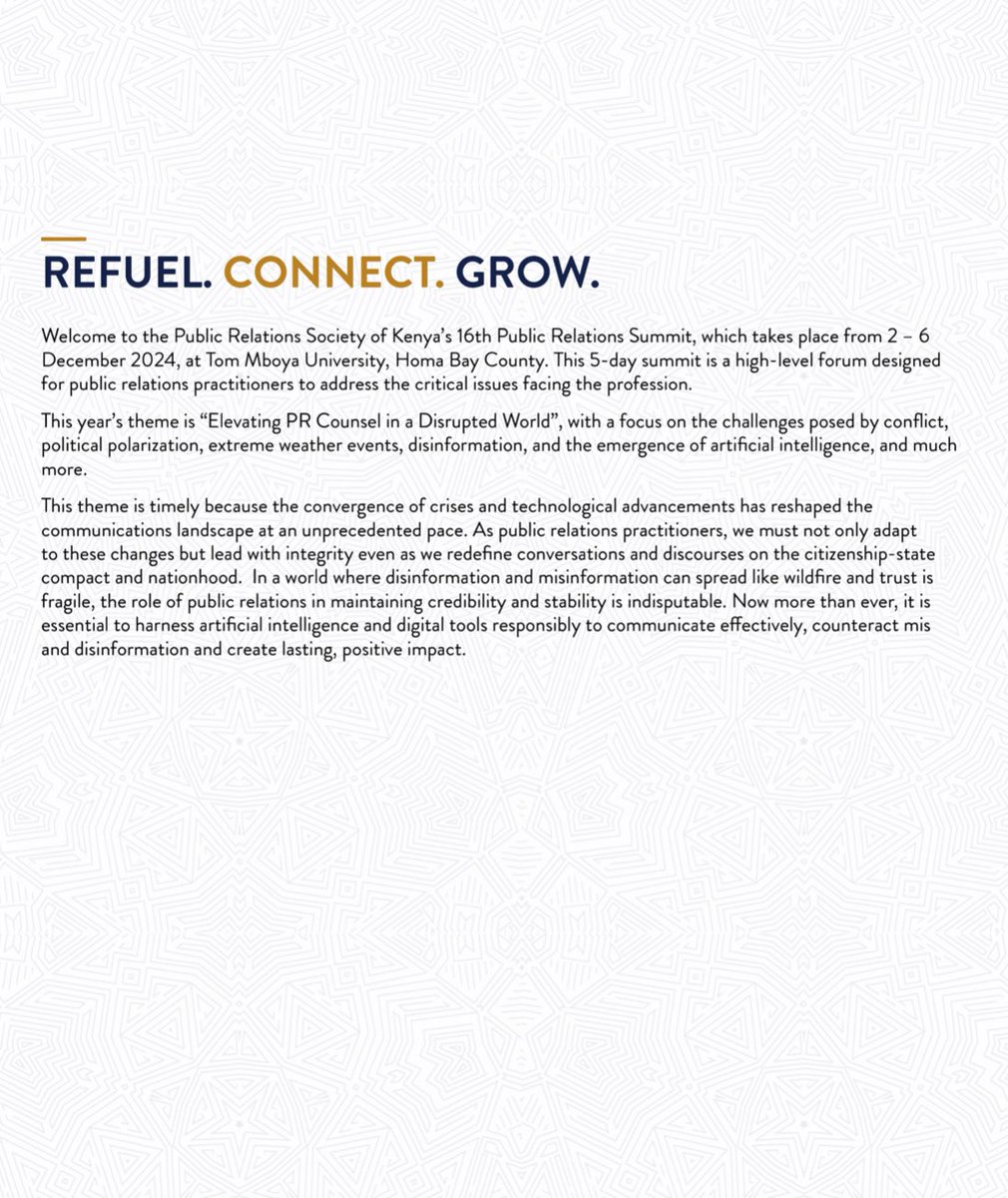 OmarKibulanga's tweet photo. Refuel, Connect & Grow at the #PRSKSummit2024 @prskkenya
#TukutaneHomabay #TopMenInPR
@Arik_Karani @zakheem_rajan @AbdishukriOsman https://t.co/0ot7OB1uzu
