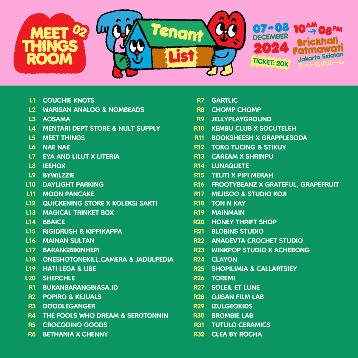 meet_things's tweet image. List tenant di Meet Things Room 02 nanti~ Banyak banget yang lucu-lucu, dateng dari pagi yaaaa~