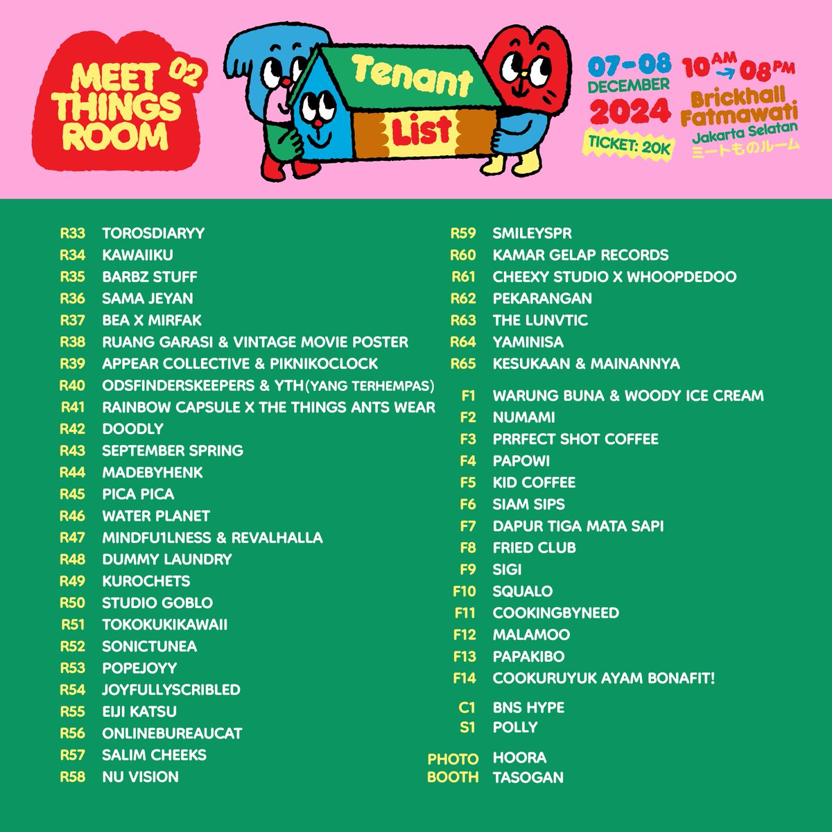 meet_things's tweet image. List tenant di Meet Things Room 02 nanti~ Banyak banget yang lucu-lucu, dateng dari pagi yaaaa~