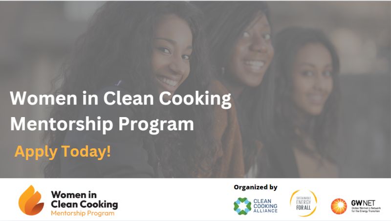 Just 10 days left to apply for the Women in #CleanCooking Mentorship Program with CCA, <a href="/SEforALLorg/">Sustainable Energy for All</a>, and <a href="/GlobalWomensNet/">GWNET</a>.

Don't miss this opportunity to gain experience, build your network, and work toward your career goals.
➡️ Apply here: globalwomennet.org/applicationscl…