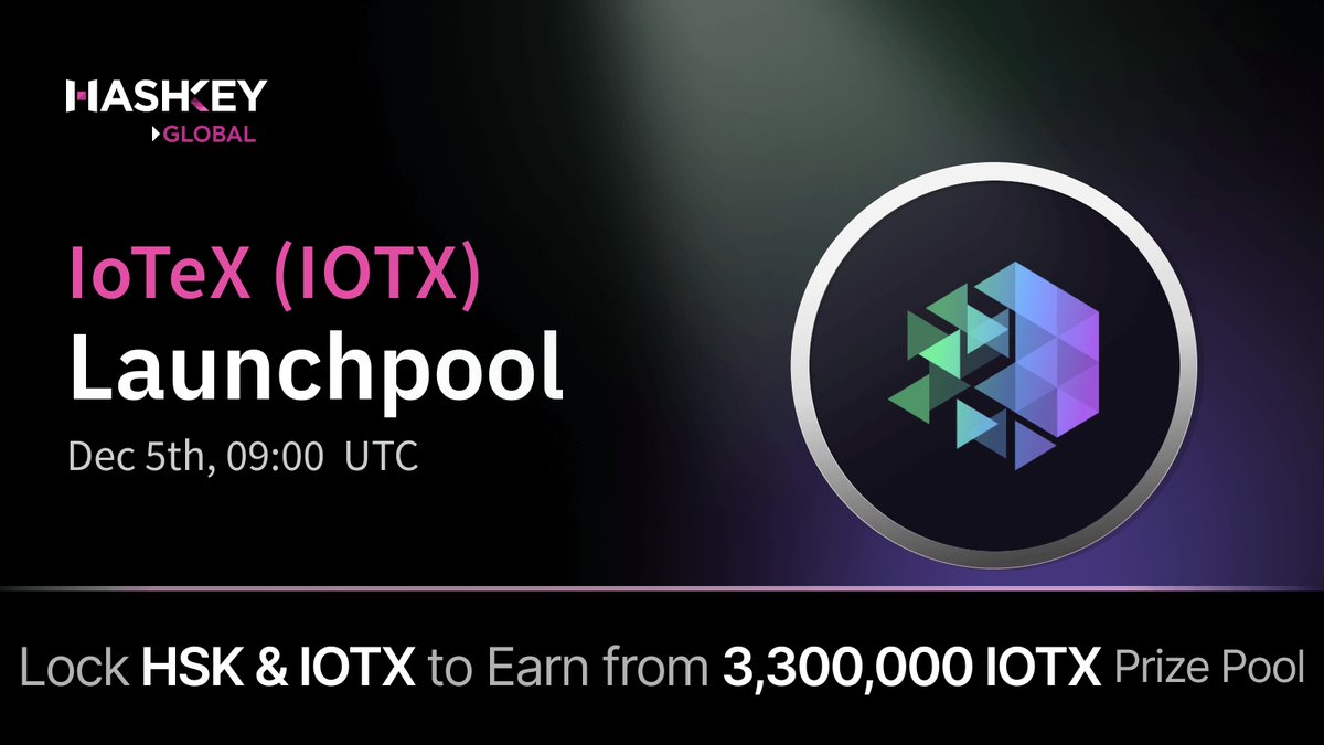 📢 Announcing the new $IOTX Launchpool on HashKey Global! <a href="/iotex_io/">IoTeX</a> 

🌟 Lock $HSK &amp; $IOTX to earn from 3,300,000 $IOTX! 

✅ Start locking now 👉 bit.ly/3BkmiYS
✅ Yield generation: 9:00 UTC, Dec 5

More details: bit.ly/49qPz0L

🎁 First 100 to complete these