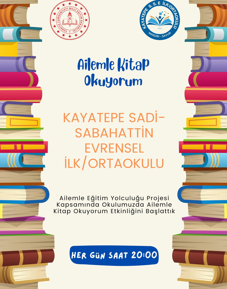 sadi_ilk's tweet photo. Ailemle Eğitim Yolculuğum Projesi kapsamında okulumuz veli ve öğrencileri ile her gün saat 20.00'de yarım saat kitap okuyoruz. 
@tcmeb
@Yusuf__Tekin
@tuncay_akkoyun
@mardinilmem
@ali_eyyupkoca
@makdag47
@SavurMem
@avnisengul80 https://t.co/QtuB5jQW9r
