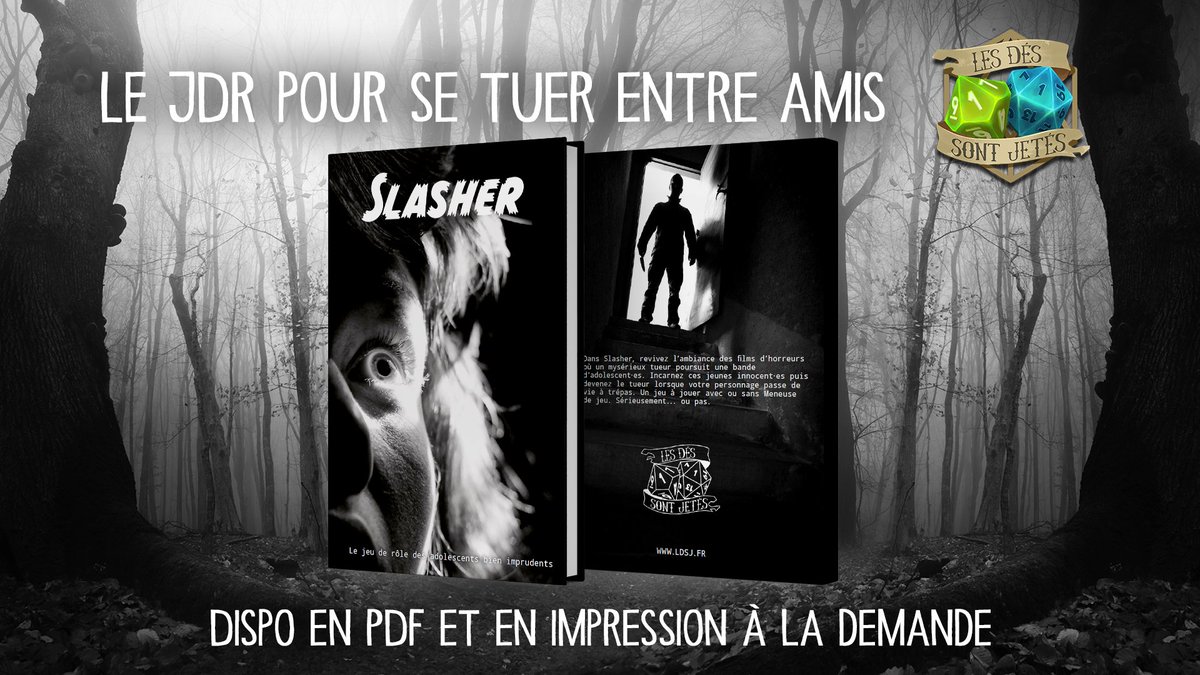 📢Attention annonce importante !
On l'avait déjà un peu teasé la semaine dernières mais voilà notre jeu de rôle Slasher est maintenant disponible ! 
(liens tweets suivant)