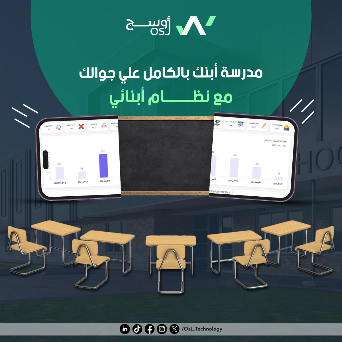 تعليم أبنائك في يدك الآن 📚✏️

من خلال " نظام أبنائي " أصبحت متابعة أبنائك في المدرسة بسيطة وسريعة لمراقبة تقدمهم الأكاديمي، كل التفاصيل الدراسية سواء ( الحضور - جدول الحصص - الأداء الأكاديمي ) مباشرة على جوالك ما يجعلك شريكاً أساسياً في نجاحهم.
كما أن النظام يوفر لهم الدعم
