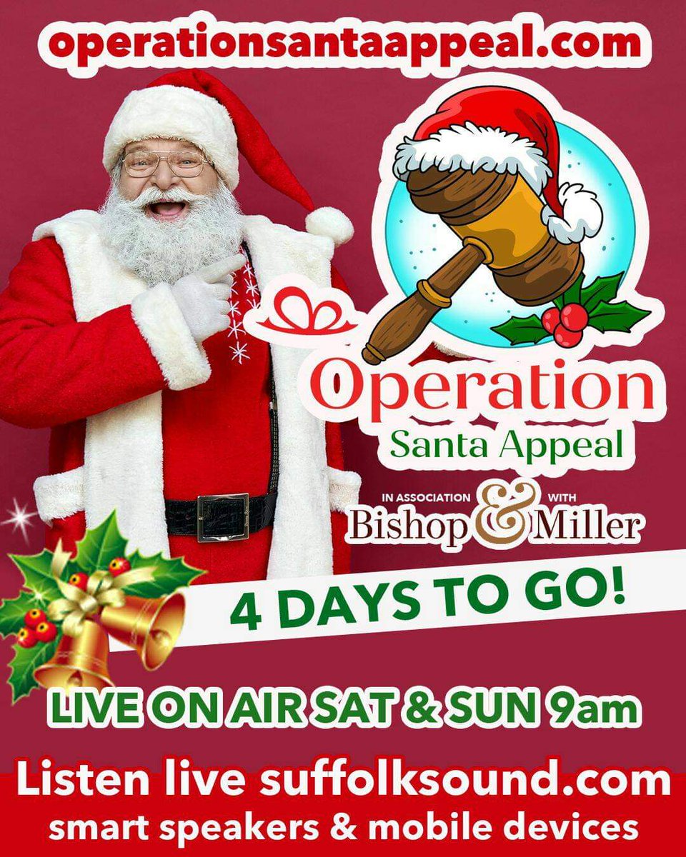 Suffolk_Sound's tweet image. This weekend it's *Operation Santa Appeal*
There are loads of items and experiences to bid for so don't forget to #TuneIn and #JoinIn