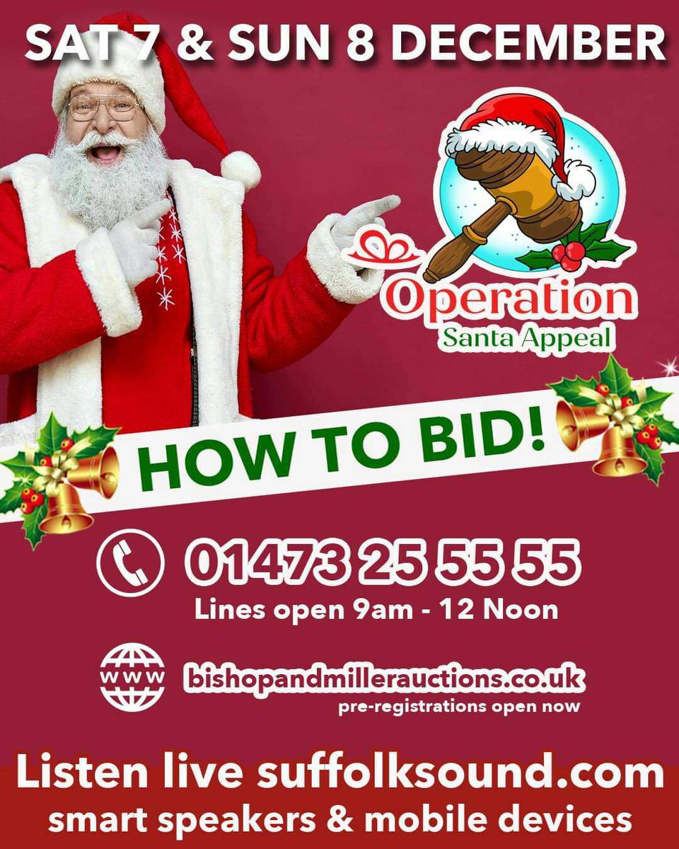 Suffolk_Sound's tweet image. This weekend it's *Operation Santa Appeal*
There are loads of items and experiences to bid for so don't forget to #TuneIn and #JoinIn