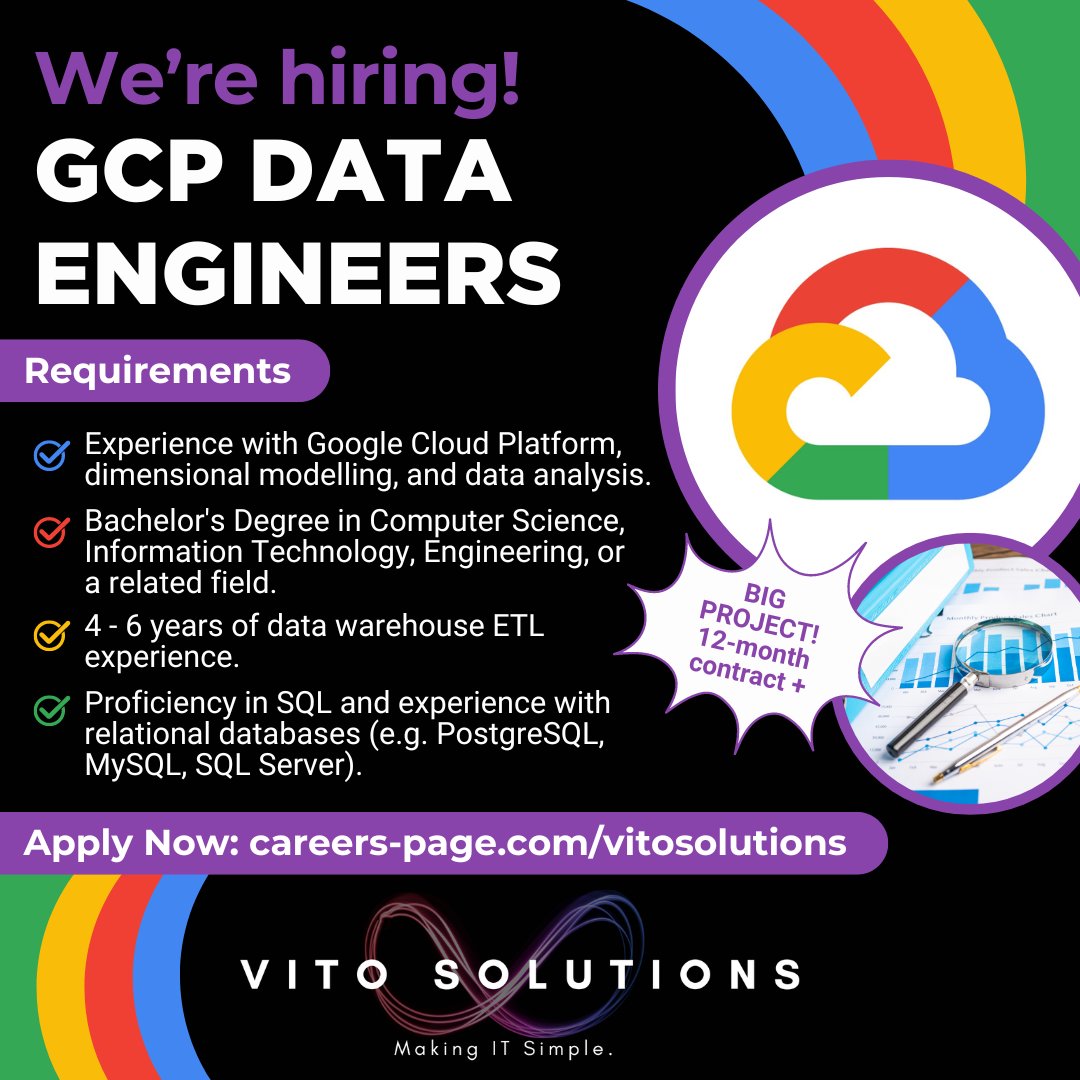 vitosolutions's tweet photo. WE’RE HIRING❗ 
🌟 GCP DATA ENGINEER 🌟

➡️ 12-month contract (possibility of extension)
➡️ Cape Town, hybrid

🦄 Apply here: 👇
https://t.co/FHuacHTGwa
  
Share with anyone who might be interested! 😃

https://t.co/lx02MGrhGS
#StrongerTogether #ITjobs #Hiring https://t.co/qyR1VnYa9L