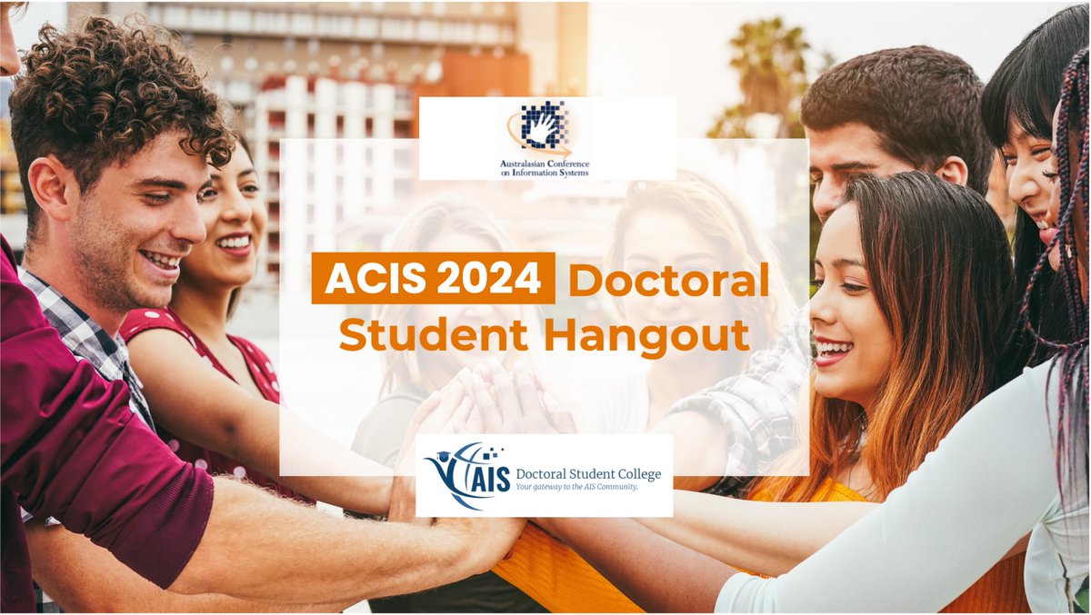 AIS Doctoral Student College (@ais_dsc) on Twitter photo 📢 Doctoral Students at #ACIS2024, this one’s for you! Join the <a href="/AIS_DSC/">AIS Doctoral Student College</a> Doctoral Student Hangout to meet peers and learn about the resources and opportunities provided by the College.
🗓️ Wed, 4 Dec | ⏰ 3:40–4:00 PM
📍 Room 02B04
We hope to see you there! ✨ 📢 Doctoral Students at #ACIS2024, this one’s for you! Join the <a href="/AIS_DSC/">AIS Doctoral Student College</a> Doctoral Student Hangout to meet peers and learn about the resources and opportunities provided by the College.
🗓️ Wed, 4 Dec | ⏰ 3:40–4:00 PM
📍 Room 02B04
We hope to see you there! ✨
