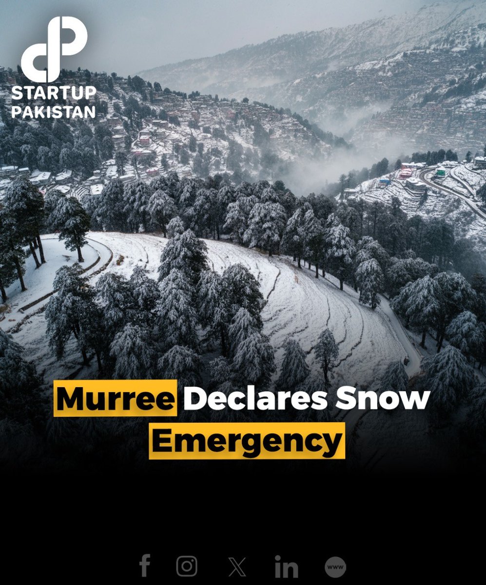 PakStartup's tweet photo. Murree has declared a snow emergency as the snowfall season begins, with authorities setting up 19 emergency check posts and deploying additional personnel to manage traffic and ensure safety.
#Murree #SnowfallSeason #SnowEmergency #TrafficManagement #Tourism https://t.co/gnOmGboJKM