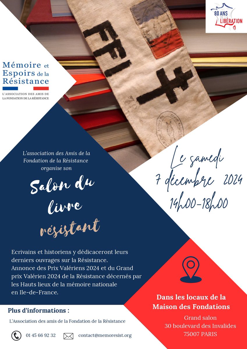 guybirenbaum's tweet image. Samedi 14h. Les prix Valérien 2024 et le Grand prix Valérien 2024 de la Résistance, décernés par les Hauts lieux de la mémoire nationale en Ile-de-France, seront annoncés. Je représenterai Robert Birenbaum #akapapa et dédicacerai son livre. Je me réjouis de vous y rencontrer.