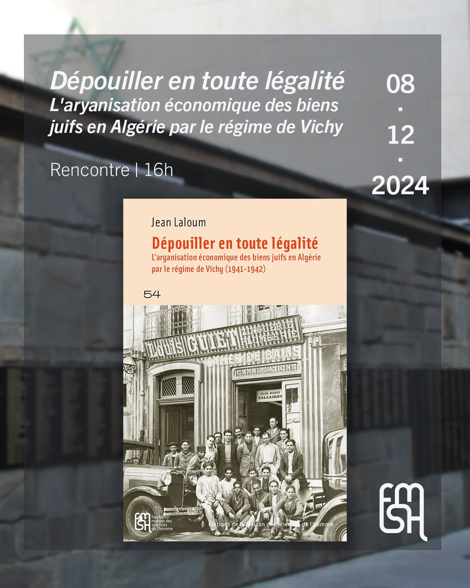 Éditions de la MSH (@editionsmsh) on Twitter photo 📢ÉVÉNEMENT
Le <a href="/Shoah_Memorial/">Mémorial de la Shoah</a> et la <a href="/Fondation_Shoah/">Fondation pour la Mémoire de la Shoah</a> organisent aujourd'hui une rencontre avec Jean Laloum sur "Dépouiller en toute légalité"
🗓️Aujourd'hui | 16h
📍Mémorial de la Shoah | 17 rue Geoffroy l'Asnier | Paris 4
👉 shorturl.at/MboKx
📘 shorturl.at/6y850 📢ÉVÉNEMENT
Le <a href="/Shoah_Memorial/">Mémorial de la Shoah</a> et la <a href="/Fondation_Shoah/">Fondation pour la Mémoire de la Shoah</a> organisent aujourd'hui une rencontre avec Jean Laloum sur "Dépouiller en toute légalité"
🗓️Aujourd'hui | 16h
📍Mémorial de la Shoah | 17 rue Geoffroy l'Asnier | Paris 4
👉 shorturl.at/MboKx
📘 shorturl.at/6y850