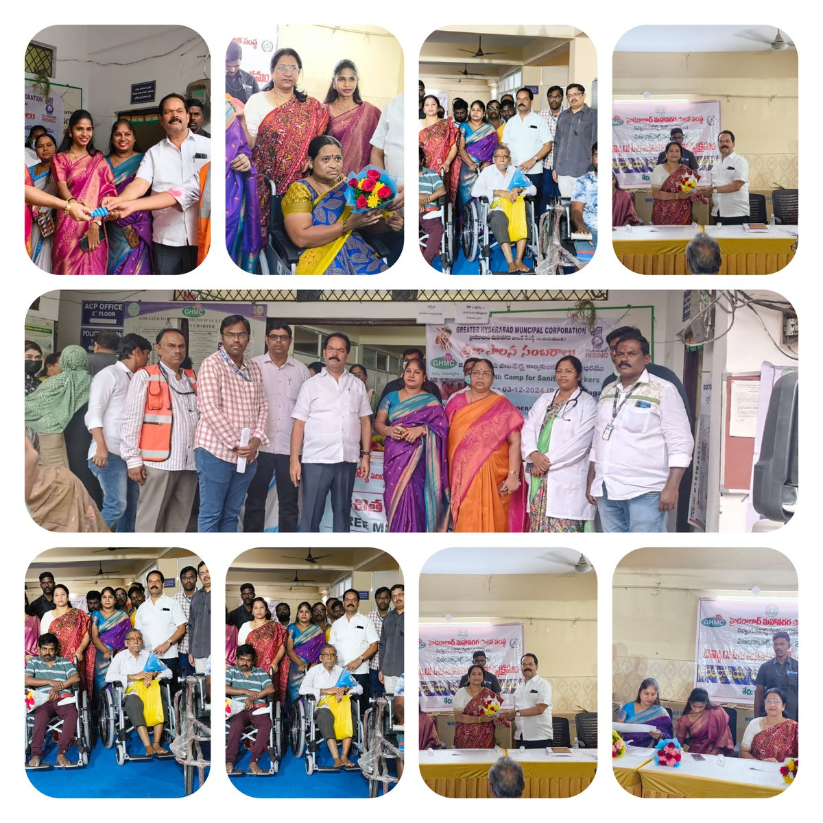 Good morning sir,
In connection with PRAJAPALANA VAJROTHSAVALU n World Disable Day celebrations distributed Trycycles,Wheel Chairs n various appliences to d Disable persons by the Hon’ble Deputy Mayor and respected Corporators and Health camps also conducting in circle 29 Secbad