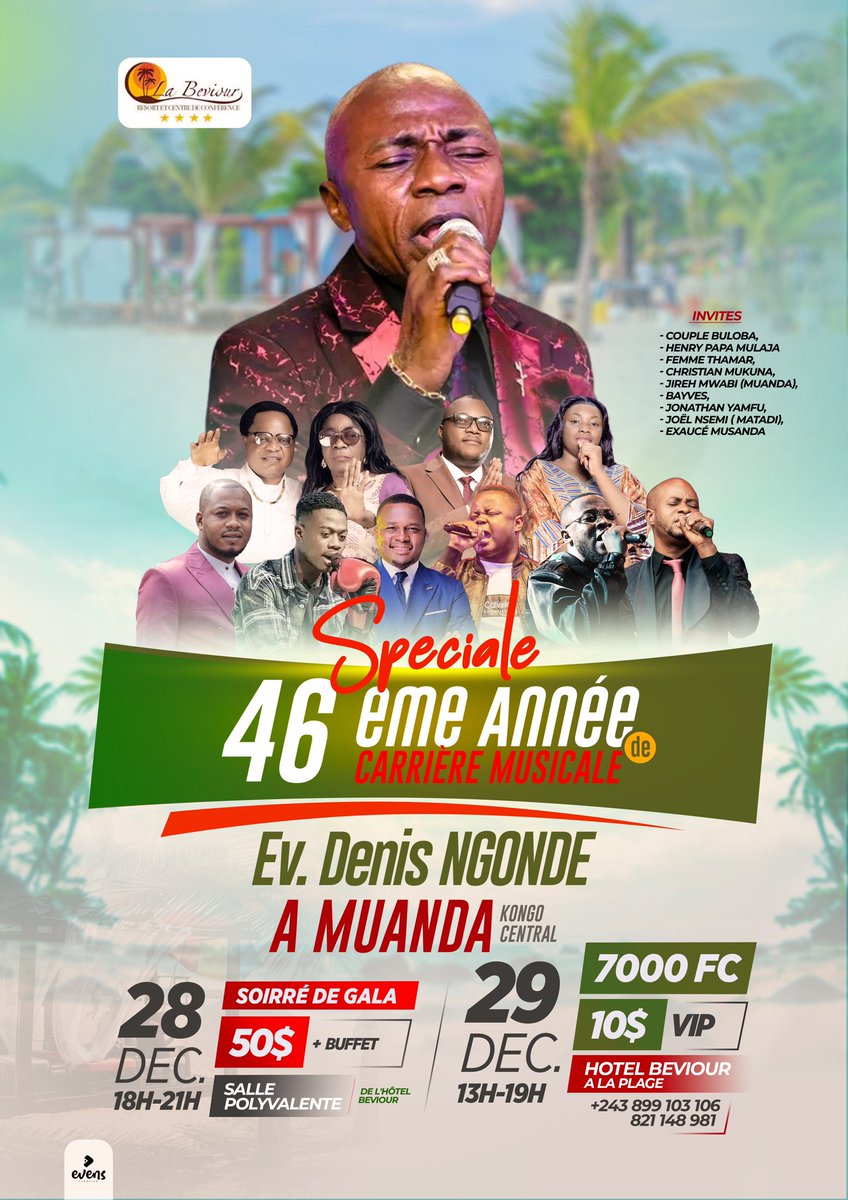 labeviourhotel's tweet photo. 46 années de carrière et de mélodies célestes se fêtent !

Nous célébrerons le talent exceptionnel de l’évangéliste Denis Ngonde lors d’une soirée de gala inoubliable à l’hôtel
Labeviour dans notre salle polyvalente. 

Rejoignez-nous pour des moments d’adoration et de louange ! https://t.co/5xRDA1NnGb