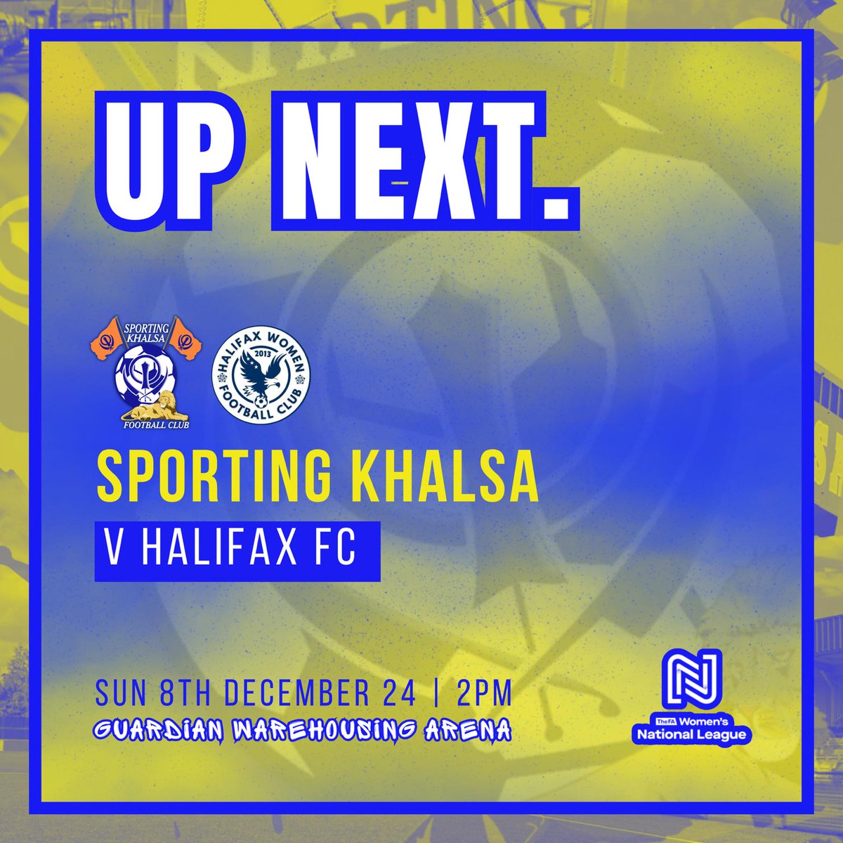 Join us on Sunday for our last competitive <a href="/FAWNL/">FA Women's National League</a> home game of the year 💛💙

📍WV13 3BB 
🏟 The Guardian Warehousing Arena 
💵 £6 Adults/£2 U16's (Cash on the gate)

We would love to see as many of you there as possible supporting the girls.

#backthequeens
#WeAreNational