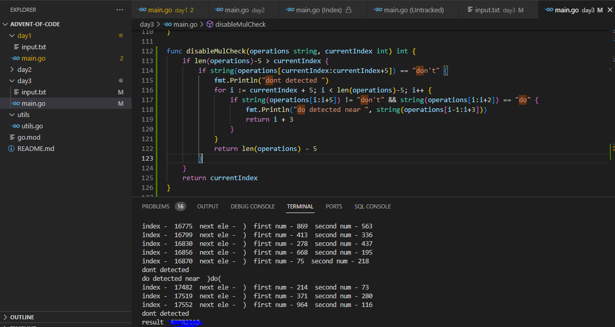 Achal1304's tweet photo. I just completed "Mull It Over" - Day 3 - Advent of Code 2024 https://t.co/DAUReANW1u #AdventOfCode https://t.co/0VaoIBXJz9