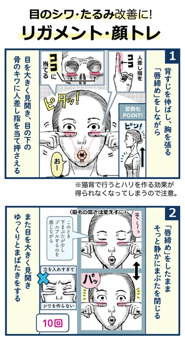 目のシワ・たるみ改善!
「リガメント・顔トレ」(2/2) 