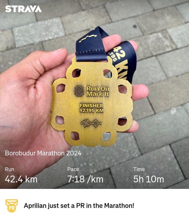 aprilianjati's tweet photo. Borobudur Marathon 2024 done https://t.co/5bF5MctnzE