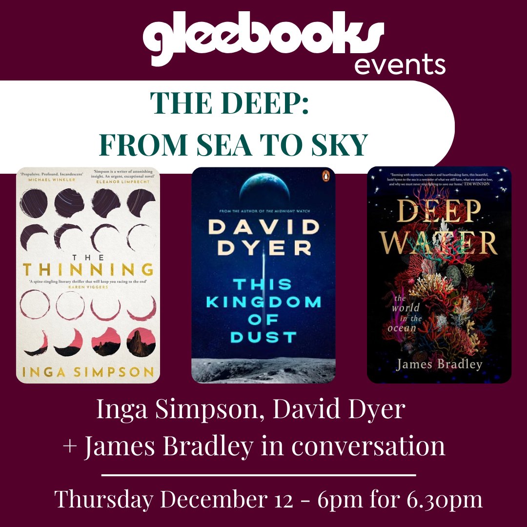 At Gleebooks next Thursday night.