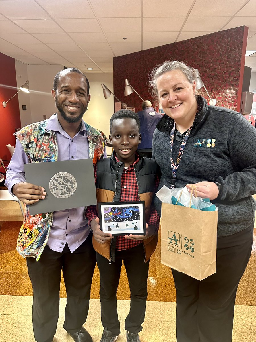 Omari, our third place winner in the APS Winter Card Contest, is honored tonight as he met with the superintendent (Dr. Bryan Johnson), our school board, and many other APS officials to celebrate his artwork! <a href="/apsupdate/">ATL Public Schools</a> <a href="/erickson_sarah_/">Sarah Erickson</a> <a href="/MilesTigersAPS/">Miles Elementary</a> <a href="/MilesIBPYP/">Miles Elementary IB Programme</a> <a href="/perrythalise/">Thalise Perry</a>