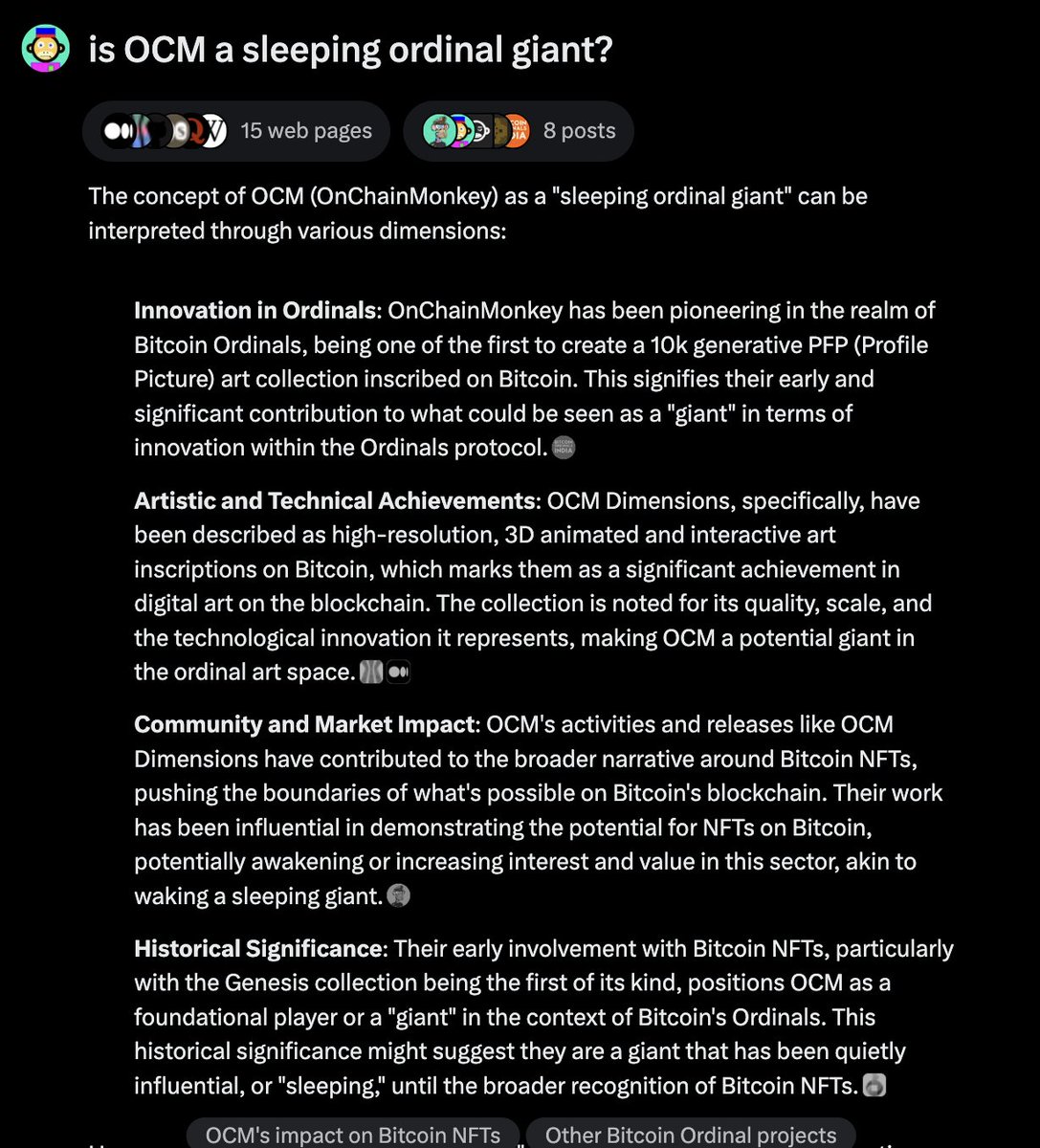 I asked Grok. Grok knows. The OCM community is special too. We've weathered 3+ years of crypto together, and it's only the beginning.🌊