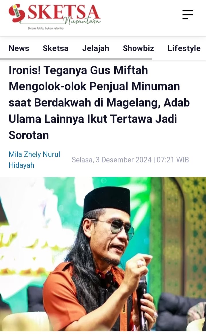 <a href="/islah_bahrawi/">Islah Bahrawi</a> Jika berita ini benar, penjual minuman dibilang gobl*k oleh seorang penceramah agama, kesimpulannya jelas berarti justru penceramah agama tsb yg justru Gobl*k, BETUL TIDAK?!