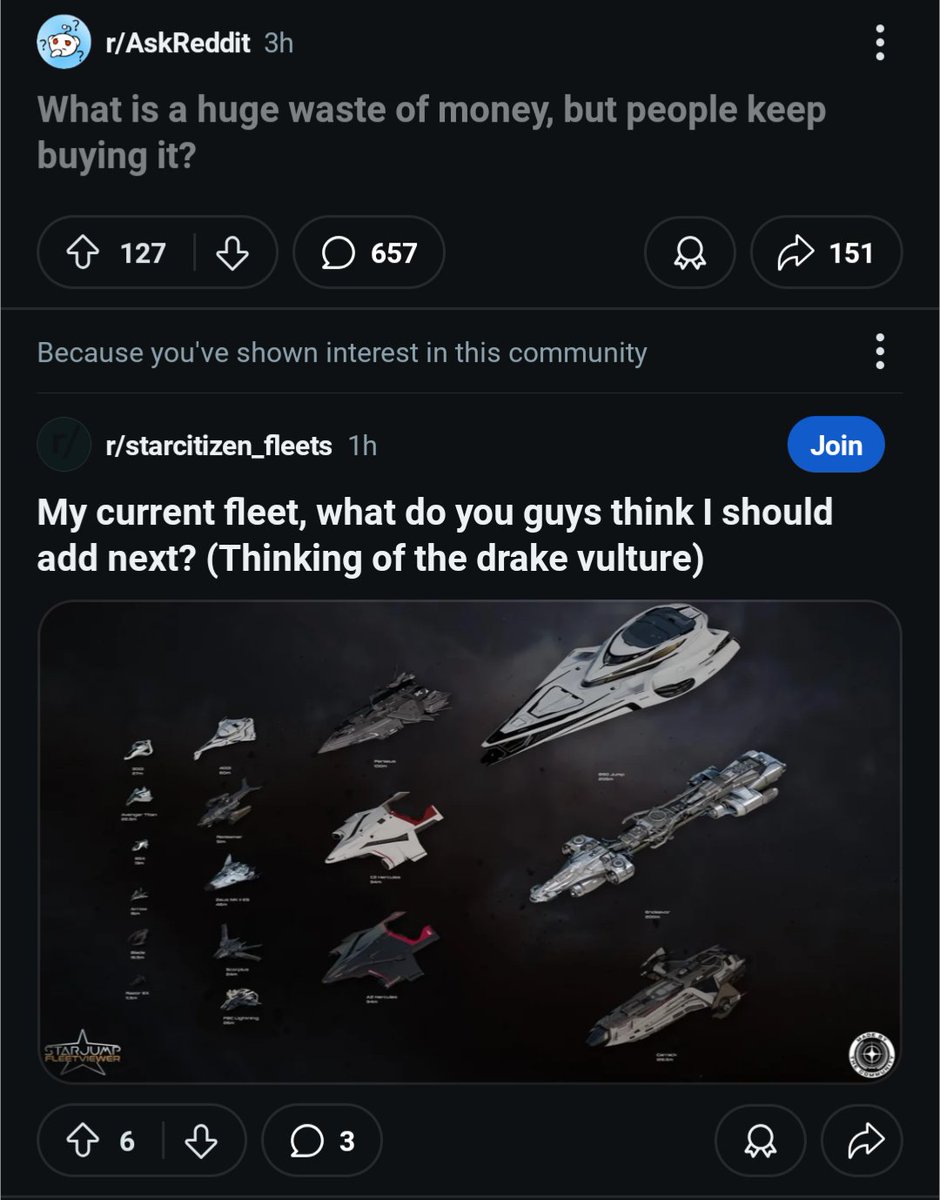 starcitizenbot's tweet photo. Top post of the day from r/starcitizen

u/JontyFox
[FLUFF]: Gotta love when Reddit posts line up perfectly.
https://t.co/aUz0diGqmn

#starcitizenbot #starcitizen https://t.co/8VMmtSL9uN